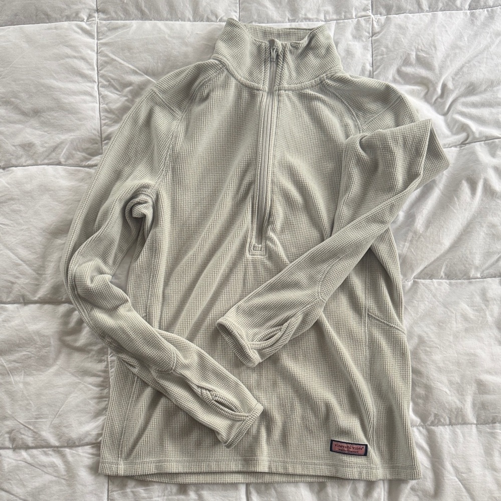 Very Light Grey Vineyard Vines Quarter-Zip Sweater